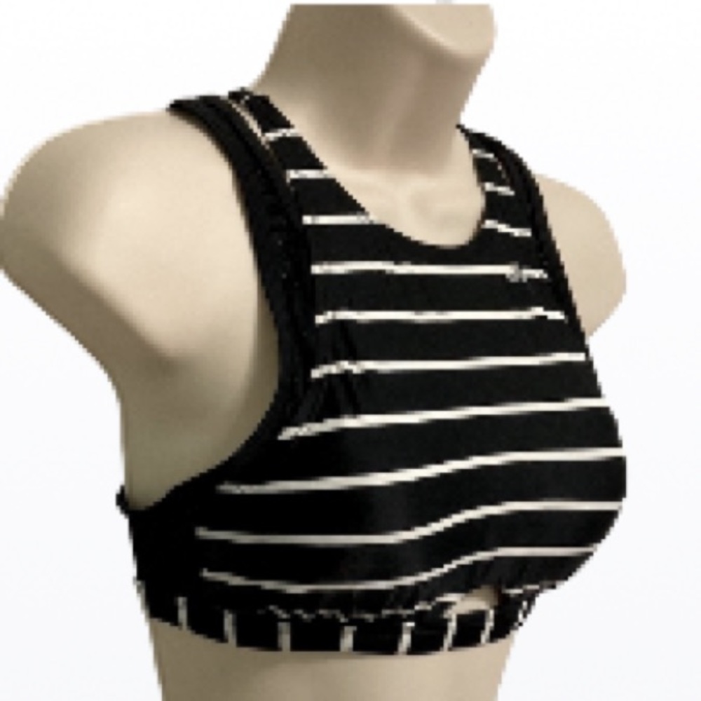 JOY LAB Black White Stripe Sports Criss Cross Straps Bra Womens Small